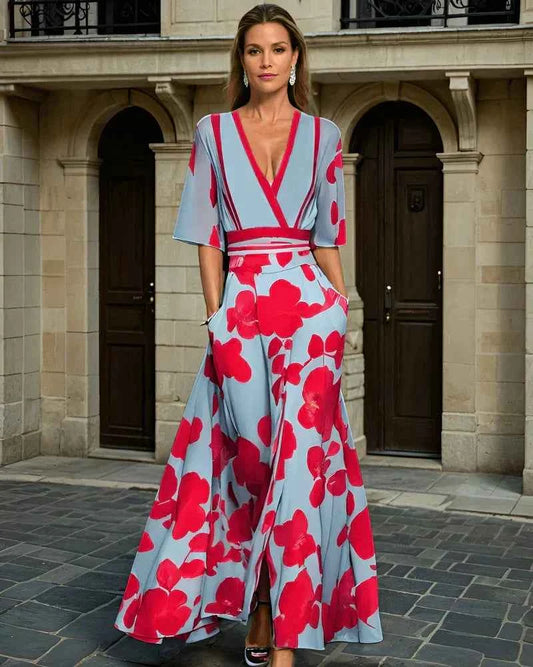 Sommerkjole elegant blomstret festkjole kvinde