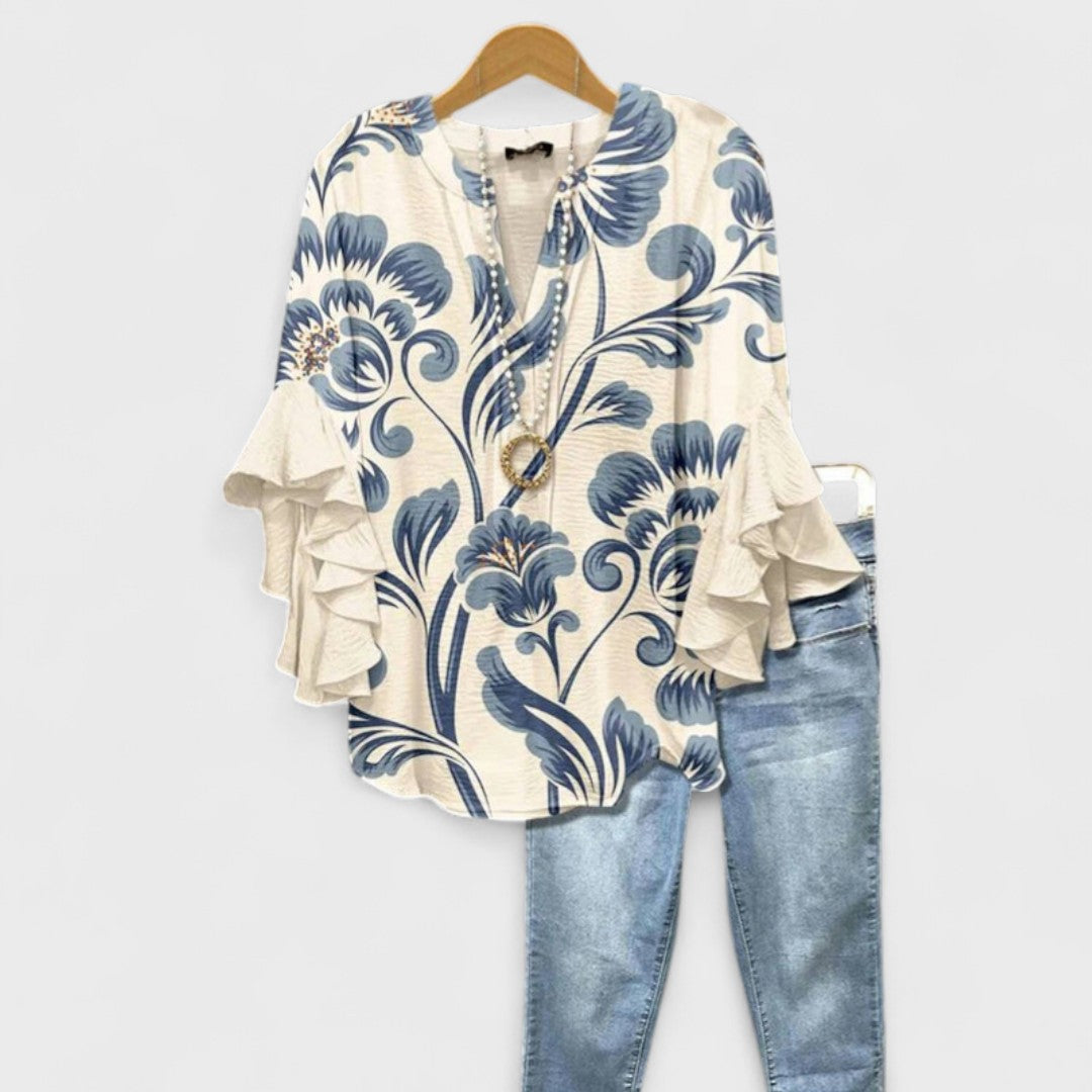Dame bluse blomstret hverdagstop