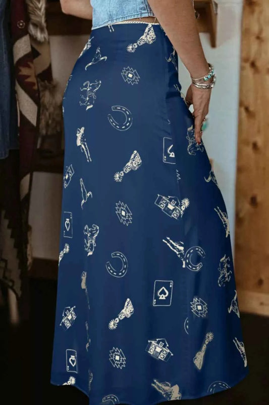 Lang nederdel mønstret elegant dametøj