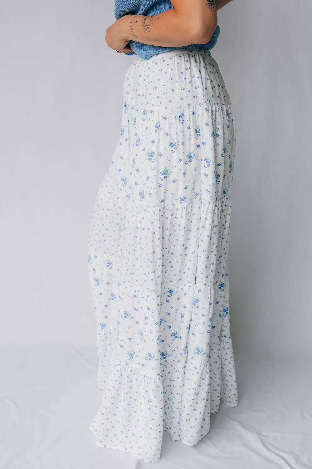 Nederdel dame lang blomstret maxinederdel