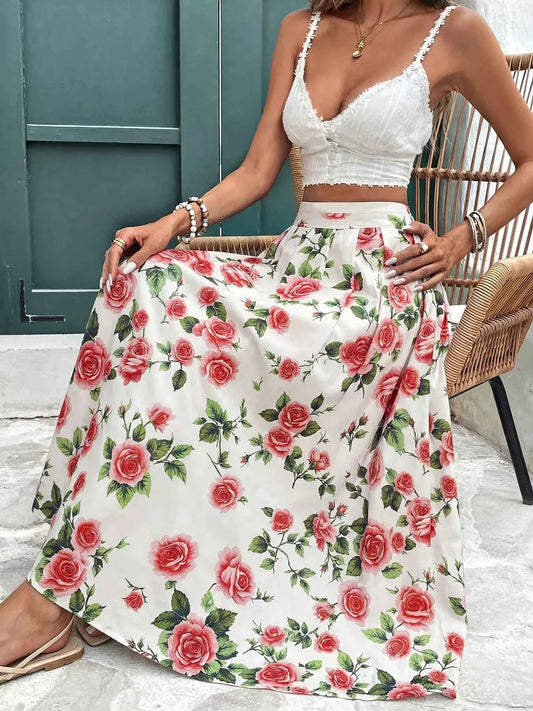 Nederdel dame blomsterprint sommerkjole