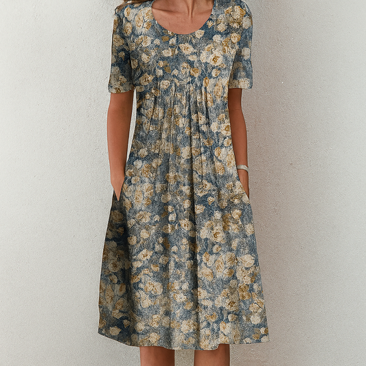 Sommerkjole blomstret elegant strandkjole