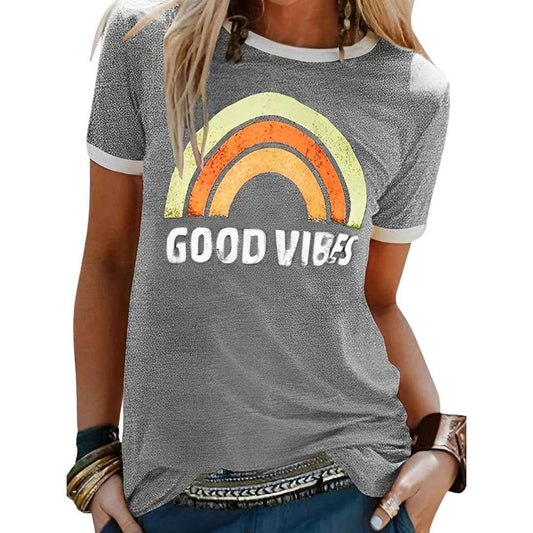 T-shirt dame casual løstsiddende bomuldstop