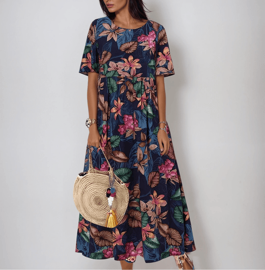 Sommerkjole blomstret elegant strandkjole