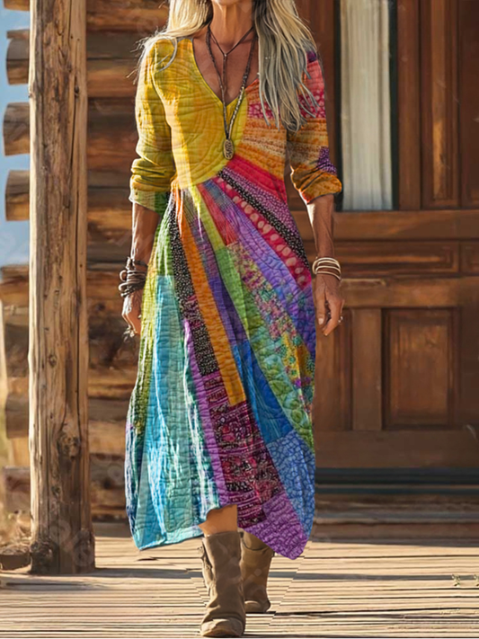 Kjole patchwork farverig boheme sommerstil