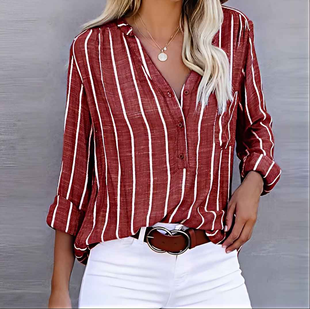 Bluse stribet løs sommerbluse