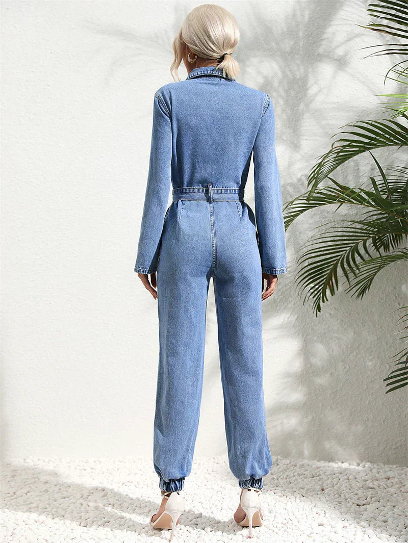 Cowboy kjole dame denim knaplukning