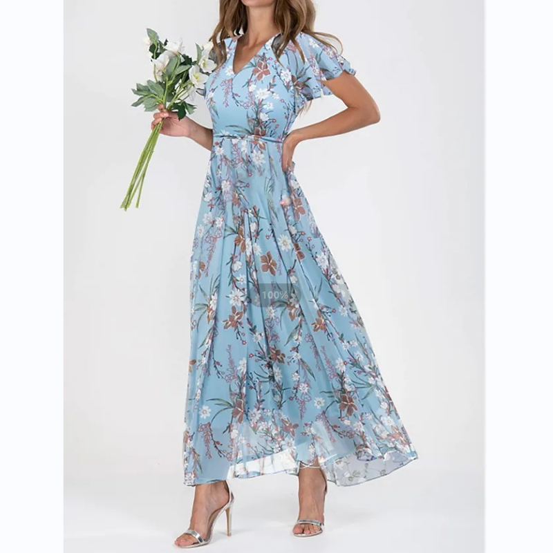 Sommerkjole elegant blomstret festkjole
