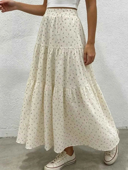 Dame nederdel blomstret flowy maxiskørt
