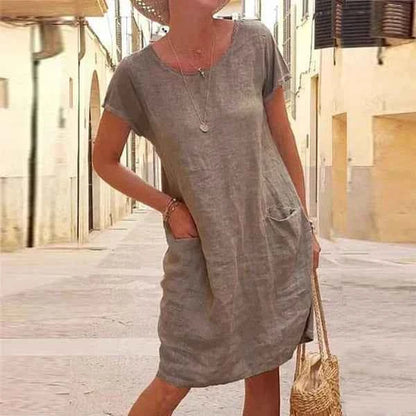 Sommerkjole casual linned kvindekjole