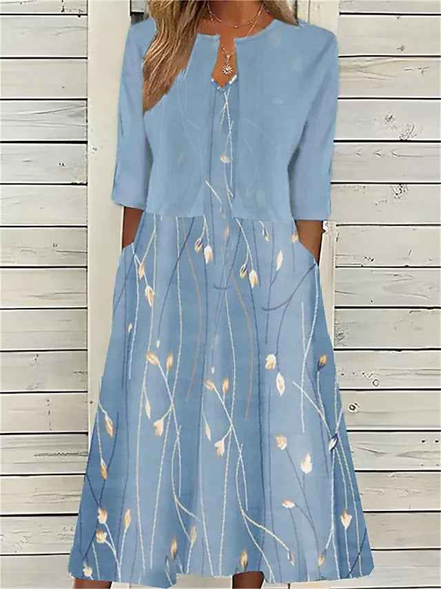 Sommerkjole blomstret casual festkjole