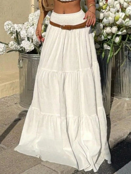 Dame nederdel flæse smocked maxi nederdel