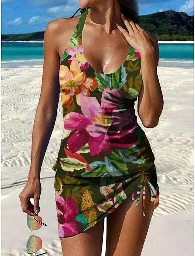 Sommerkjole blomstret elegant strandkjole kvinder
