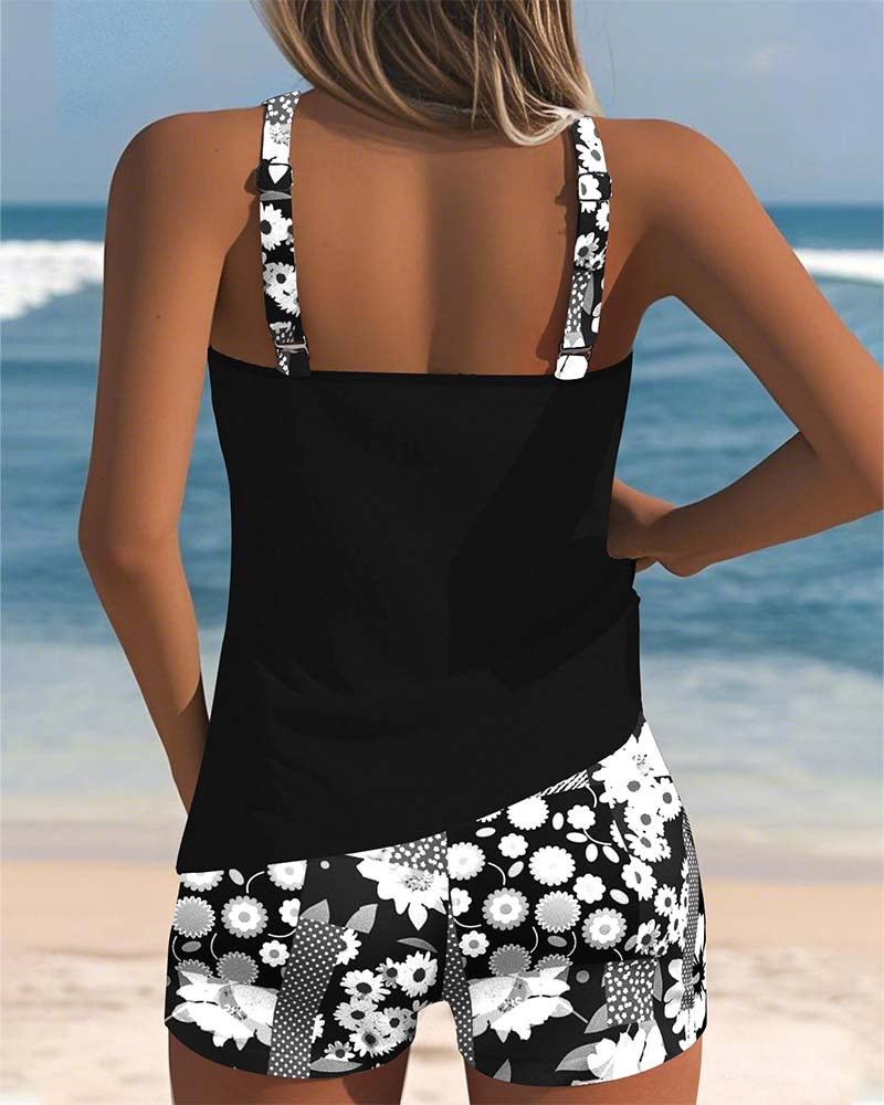 Dame tankini blomstret strand shorts sæt