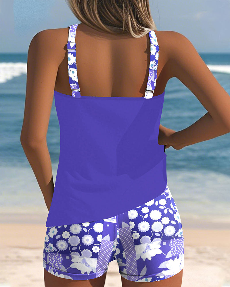 Dame tankini blomstret strand shorts sæt