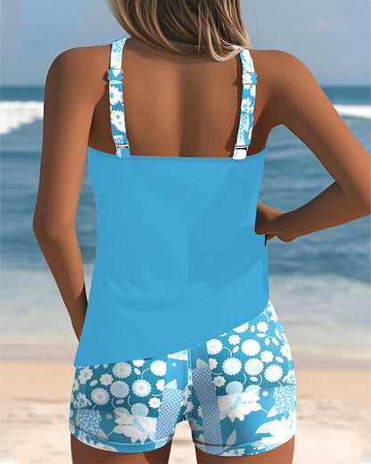 Dame tankini blomstret strand shorts sæt