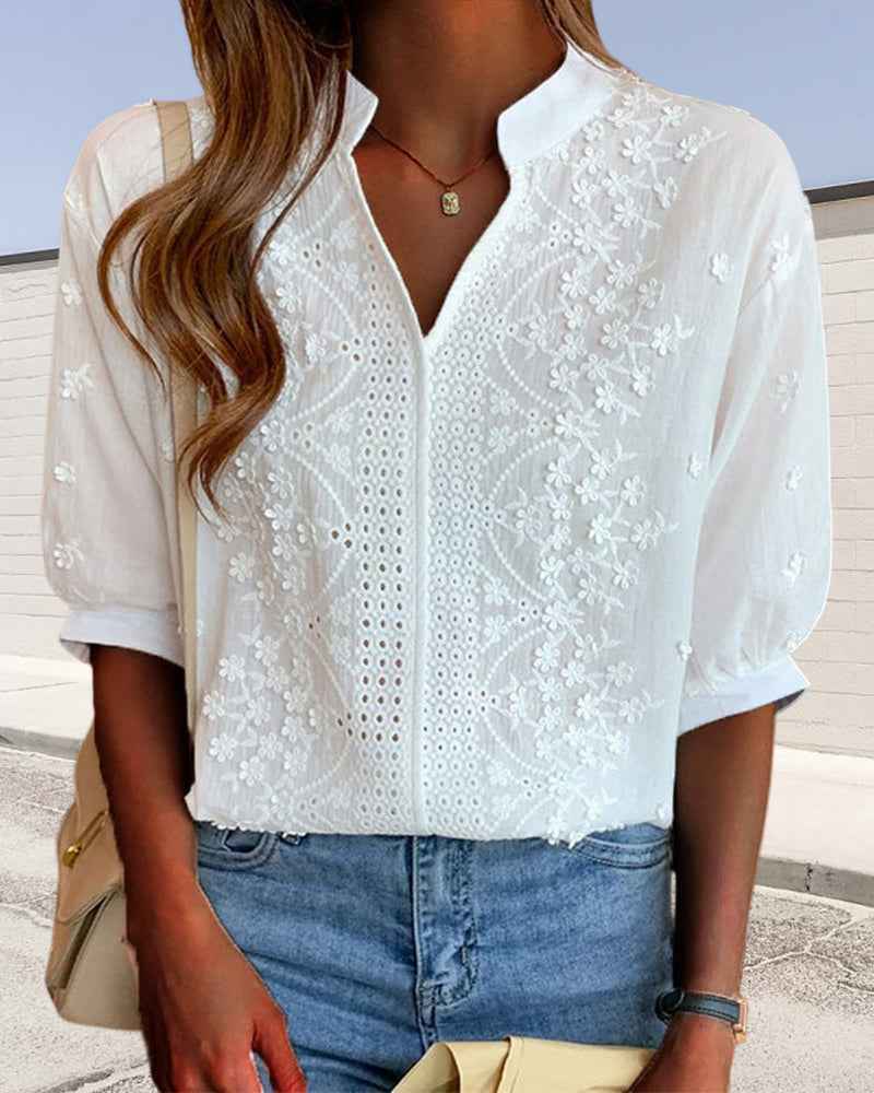 Kvindebluse blomstret elegant sommerbluse