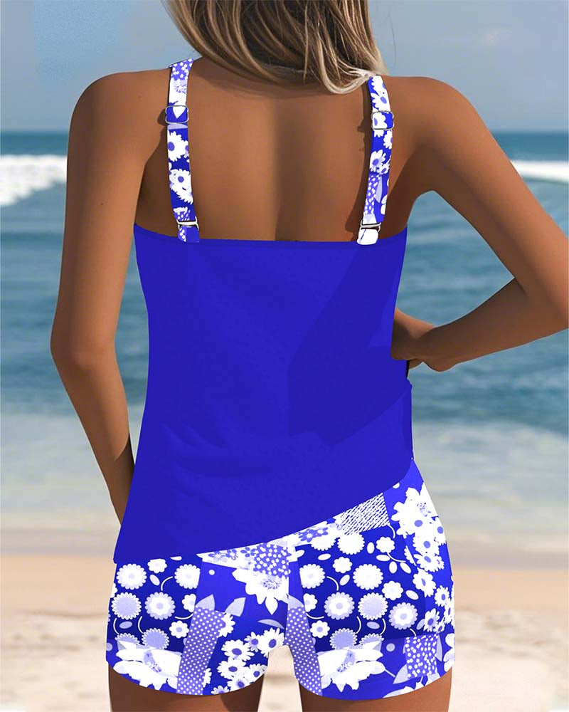 Dame tankini blomstret strand shorts sæt
