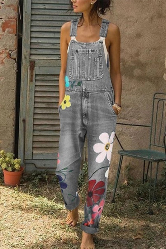 Overalls shorts blomstret hverdag buksedragt dame
