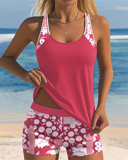 Dame tankini blomstret strand shorts sæt