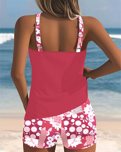 Dame tankini blomstret strand shorts sæt