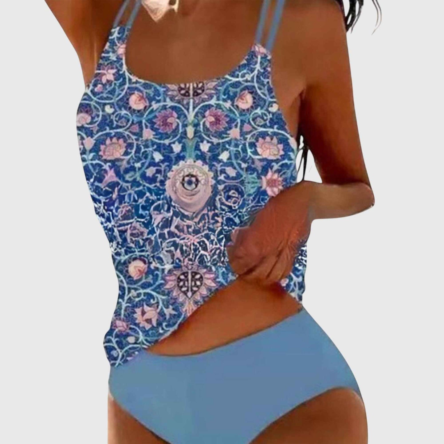 Tankini dame blomstret badetøj sæt