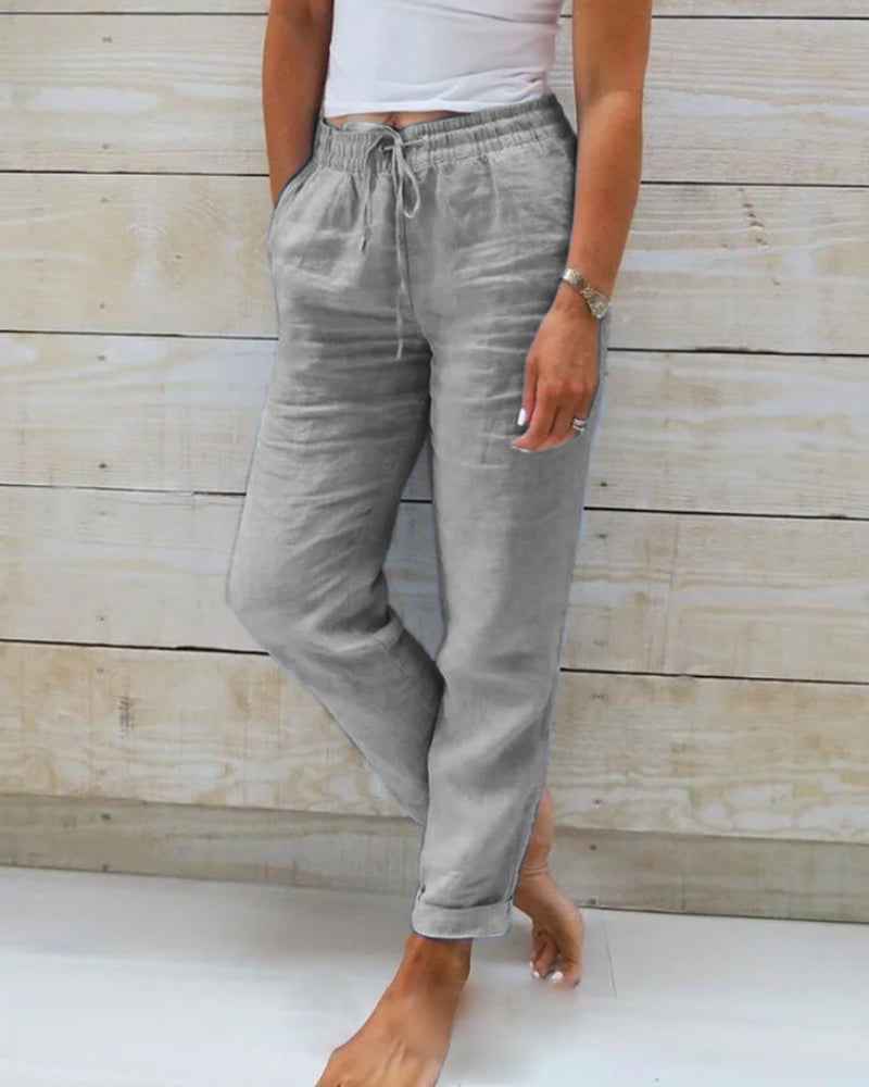Hørbukser kvinde elegant pasform sommerbukser