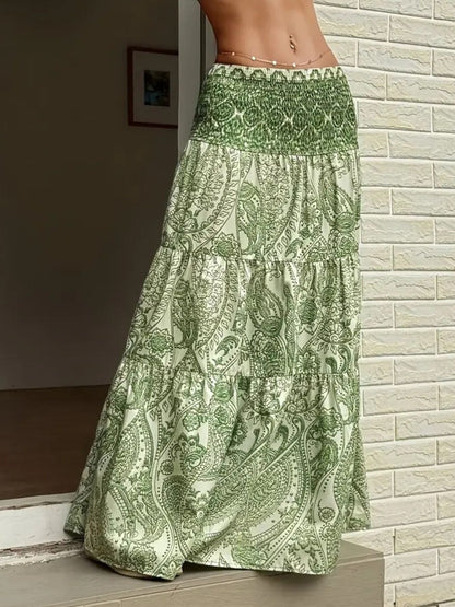 Dame nederdel elegant mønstret lang nederdel