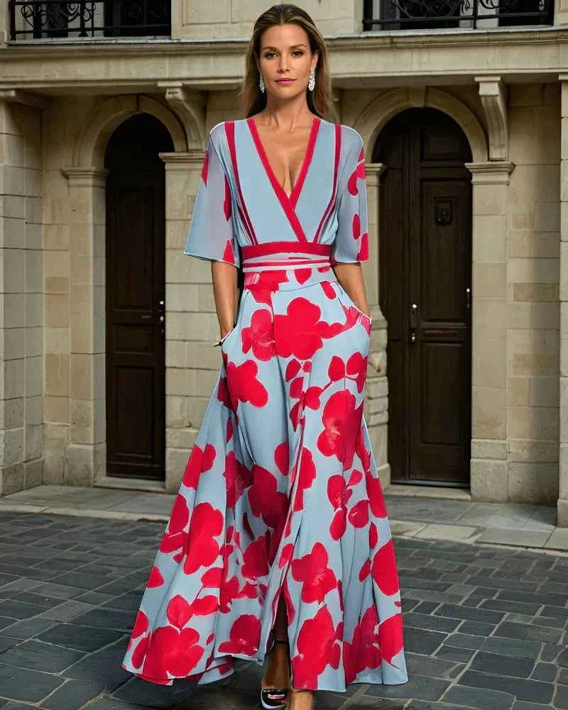 Sommerkjole elegant blomstret festkjole kvinde