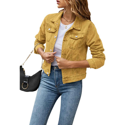 Denimjakke medium blå klassisk pasform hverdags look