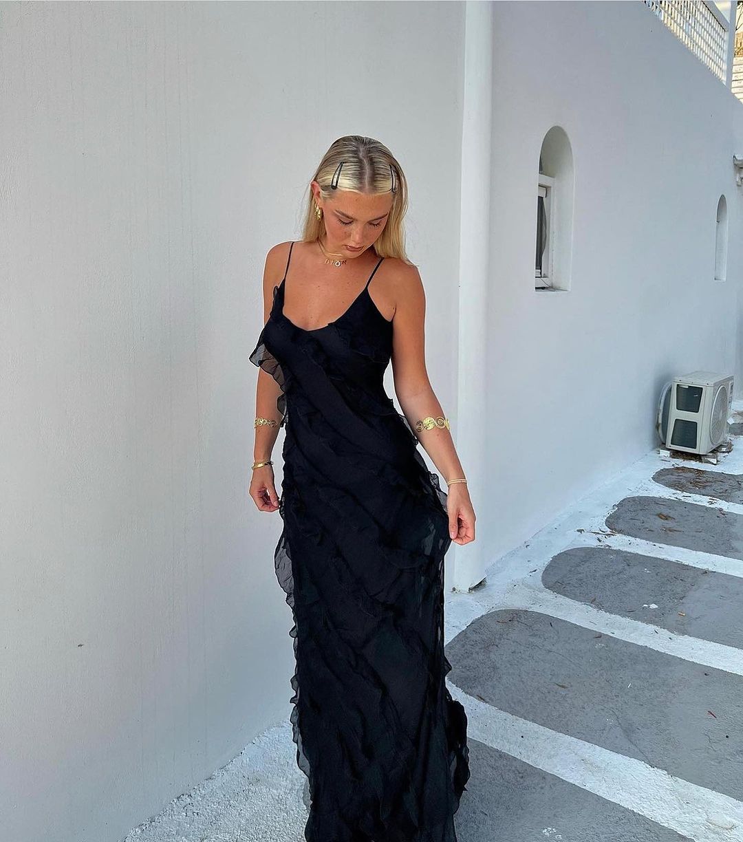 Gallakjole elegant plisseret aftenkjole