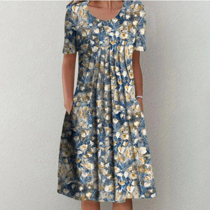 Sommerkjole casual blomstret midikjole