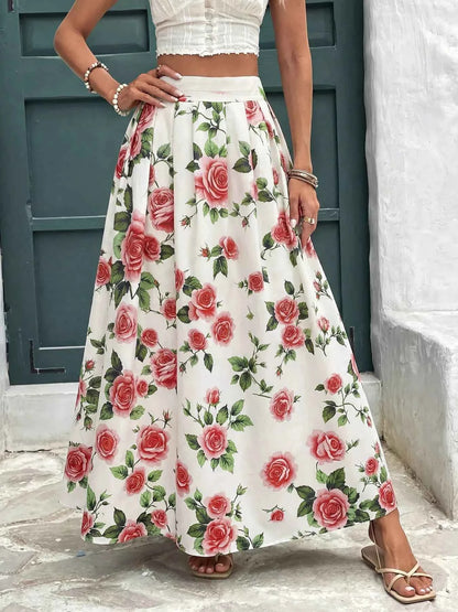 Nederdel dame blomsterprint sommerkjole