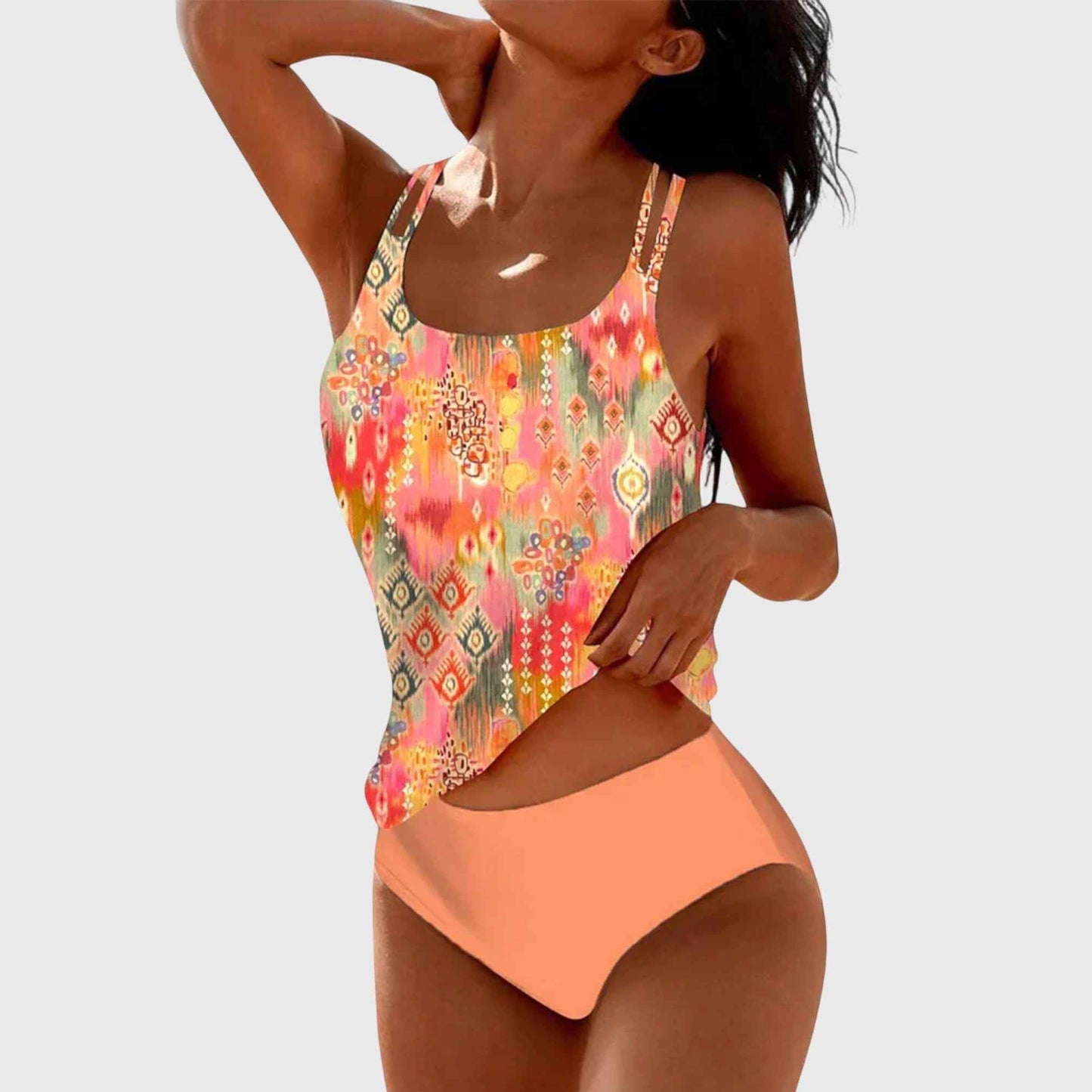 Tankini dame blomstret badetøj sæt