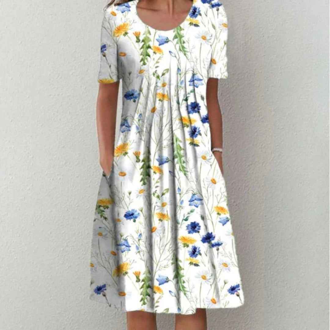 Sommerkjole casual blomstret midikjole