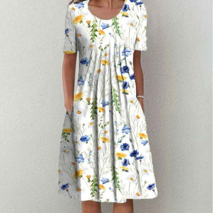 Sommerkjole casual blomstret midikjole