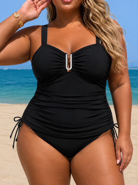 Tankini sæt elegant justerbare sider badetøj til kvinder