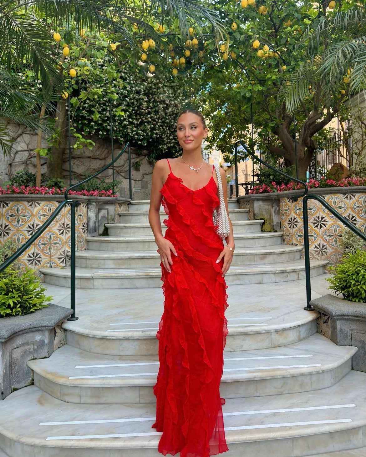 Gallakjole elegant plisseret aftenkjole