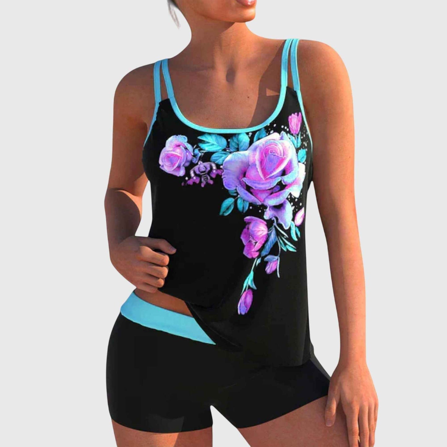 Tankini dame blomstret badetøj sæt