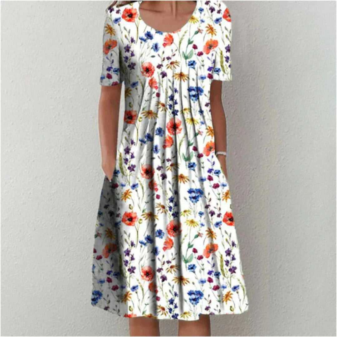 Sommerkjole casual blomstret midikjole
