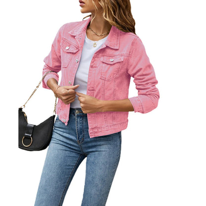 Denimjakke medium blå klassisk pasform hverdags look