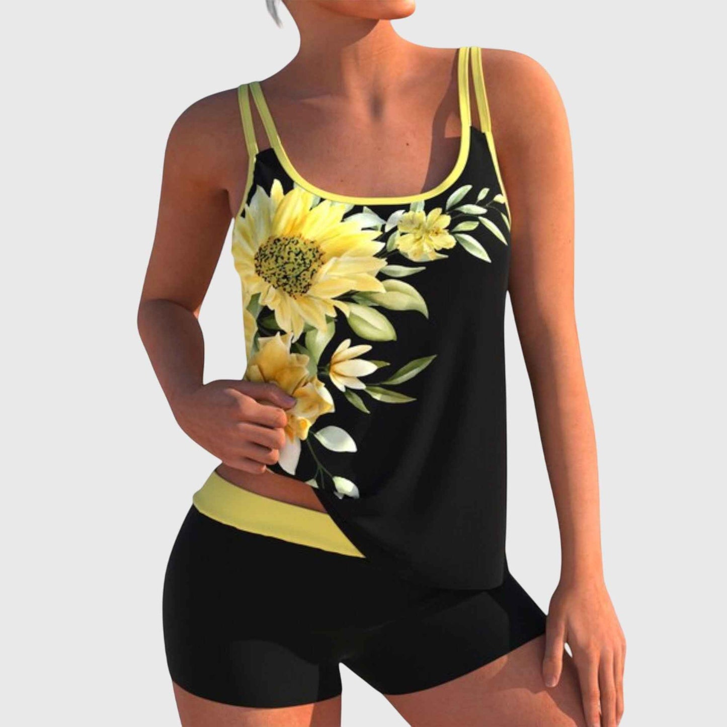 Tankini dame blomstret badetøj sæt