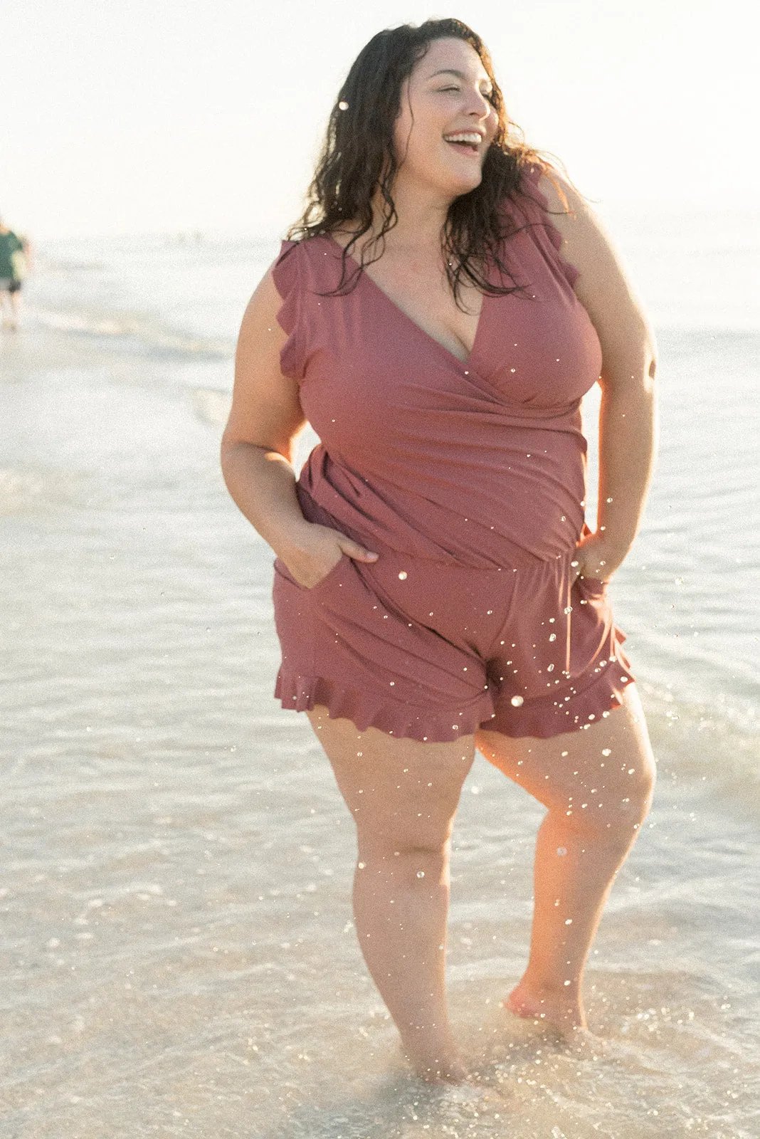 Bikini dame blomstret flæse top og shorts sæt
