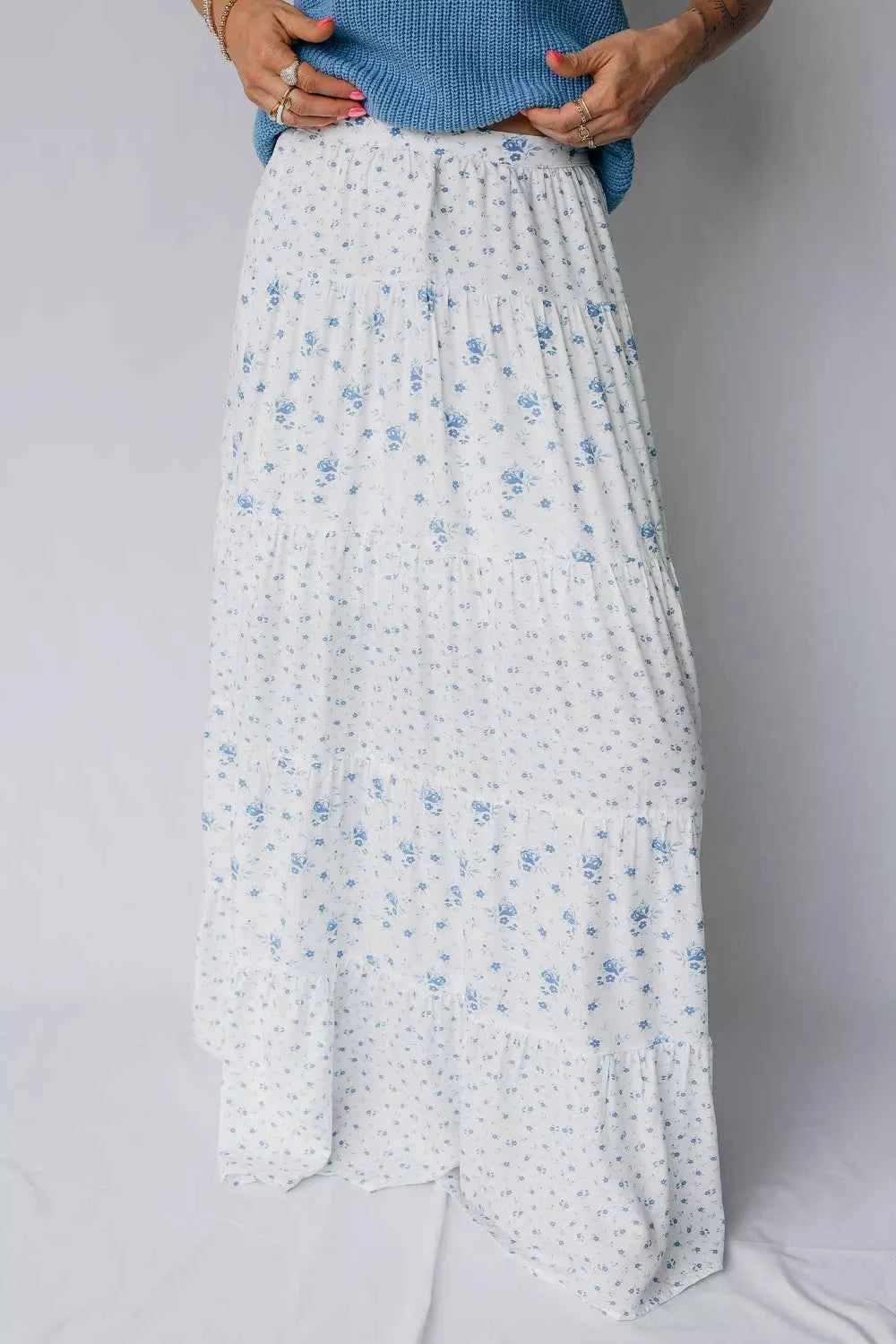 Nederdel dame lang blomstret maxinederdel
