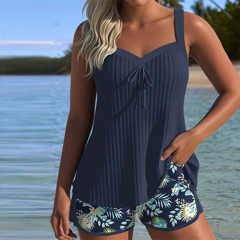 Tankini sæt elegant blomstret badetøj kvinder