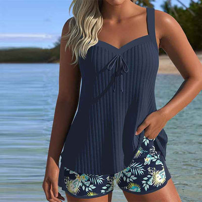 Tankini sæt elegant blomstret badetøj kvinder