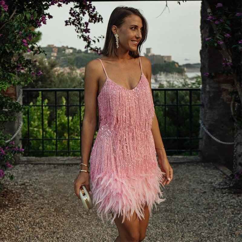 Kjole hvid elegant fjer festkjole