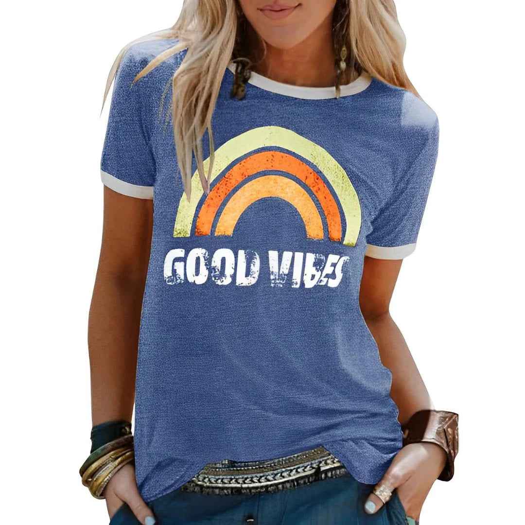 T-shirt dame casual løstsiddende bomuldstop
