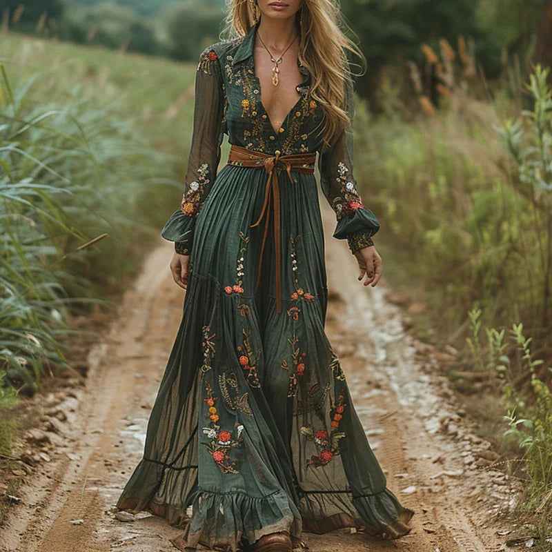 Sommerkjole Dame blomstret elegant festkjole