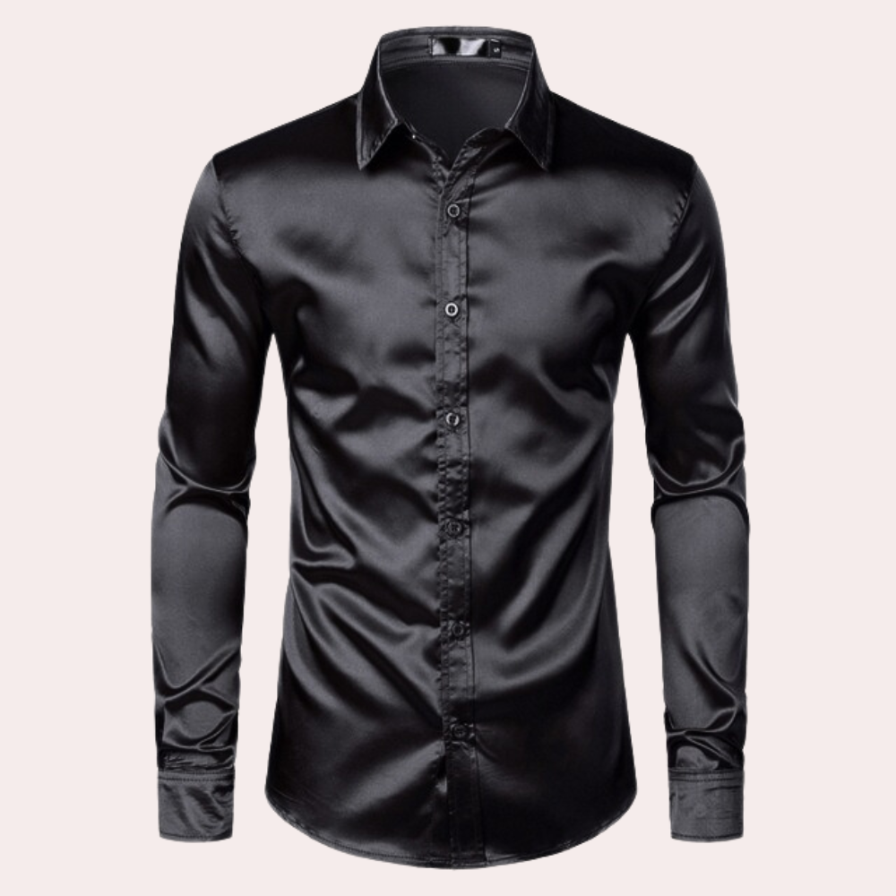 Herreskjorte elegant satin skjorte med knapper